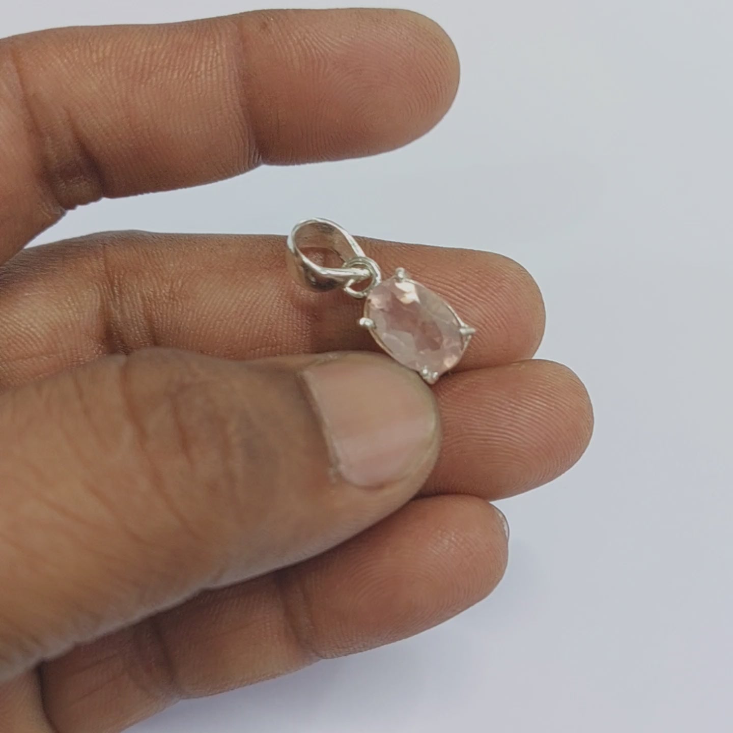 Natural Facited Rose quartz Pendant