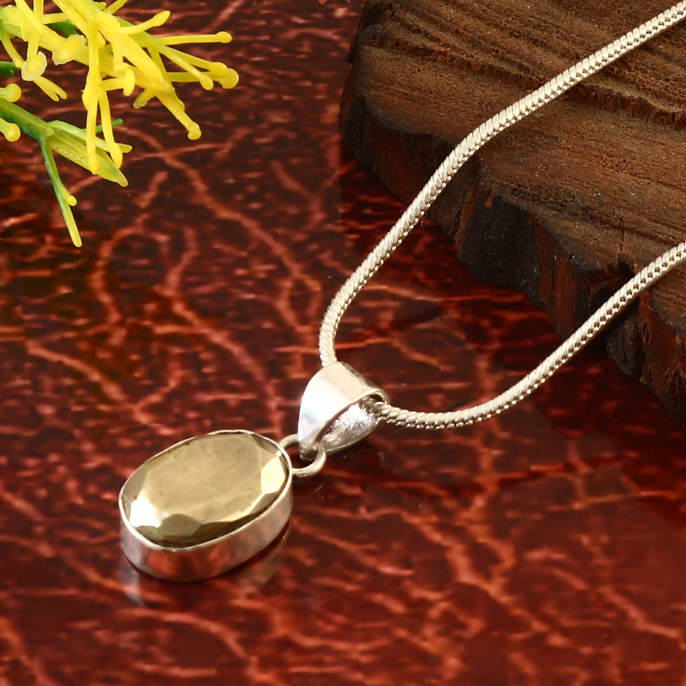 Pyrite Cut Stone Oval Shape Pendant