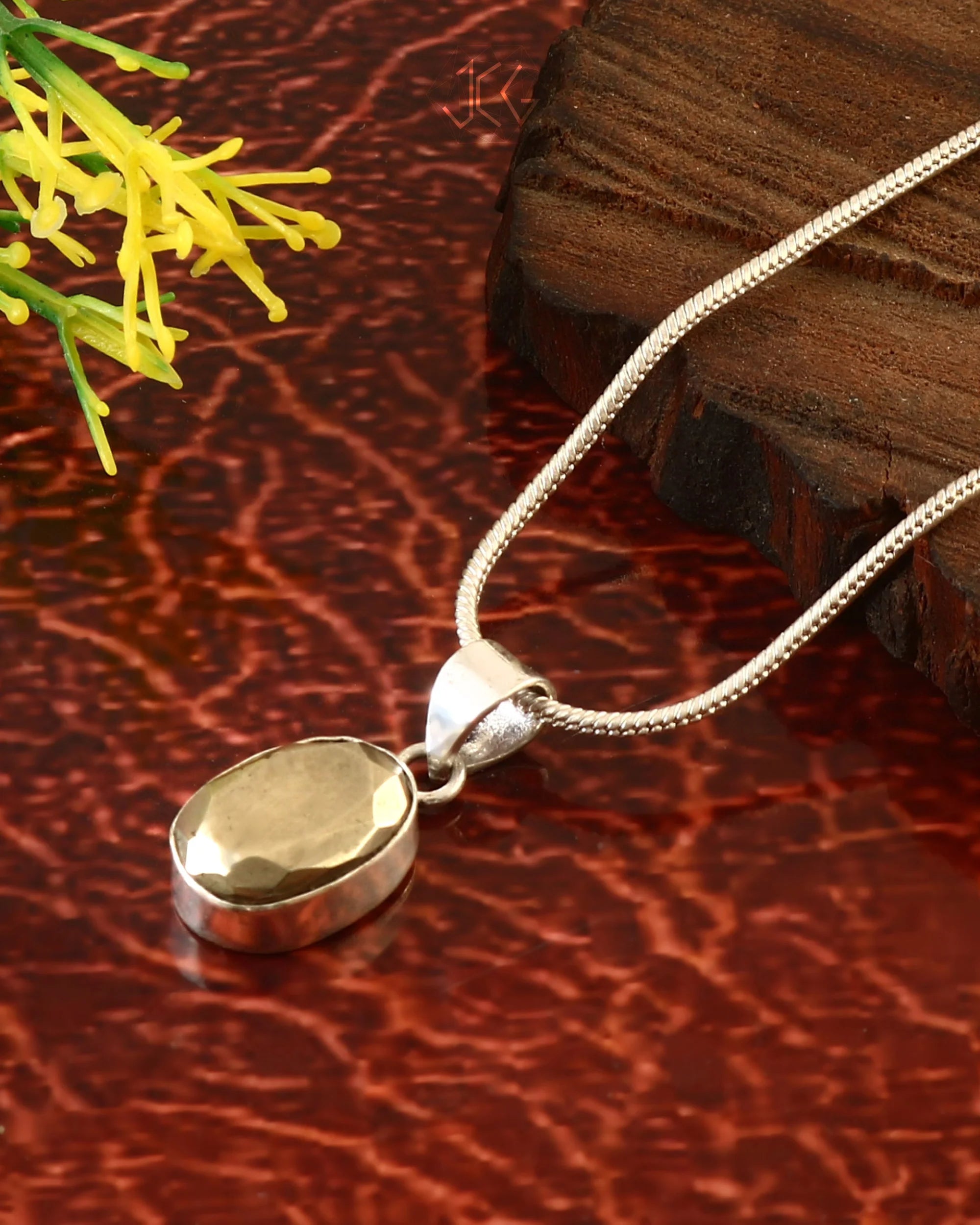 Pyrite Cut Stone Oval Shape Pendant