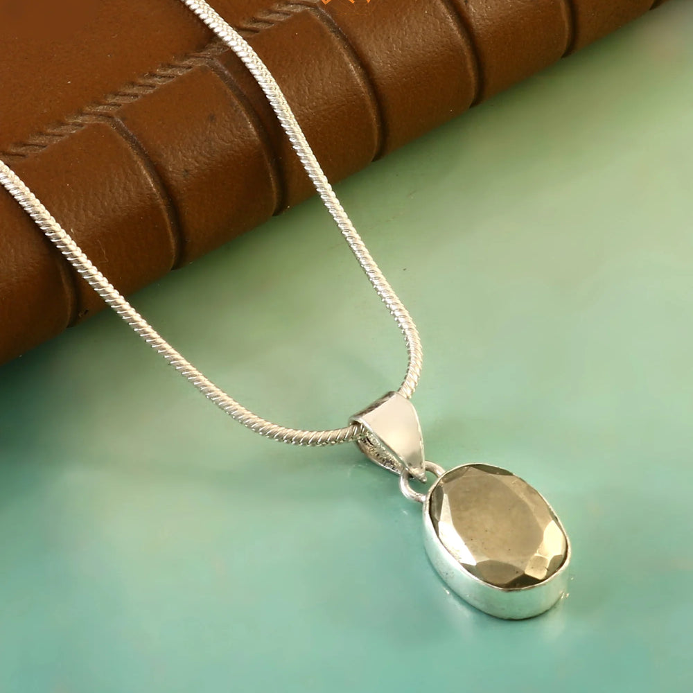 Pyrite Cut Stone Oval Shape Pendant