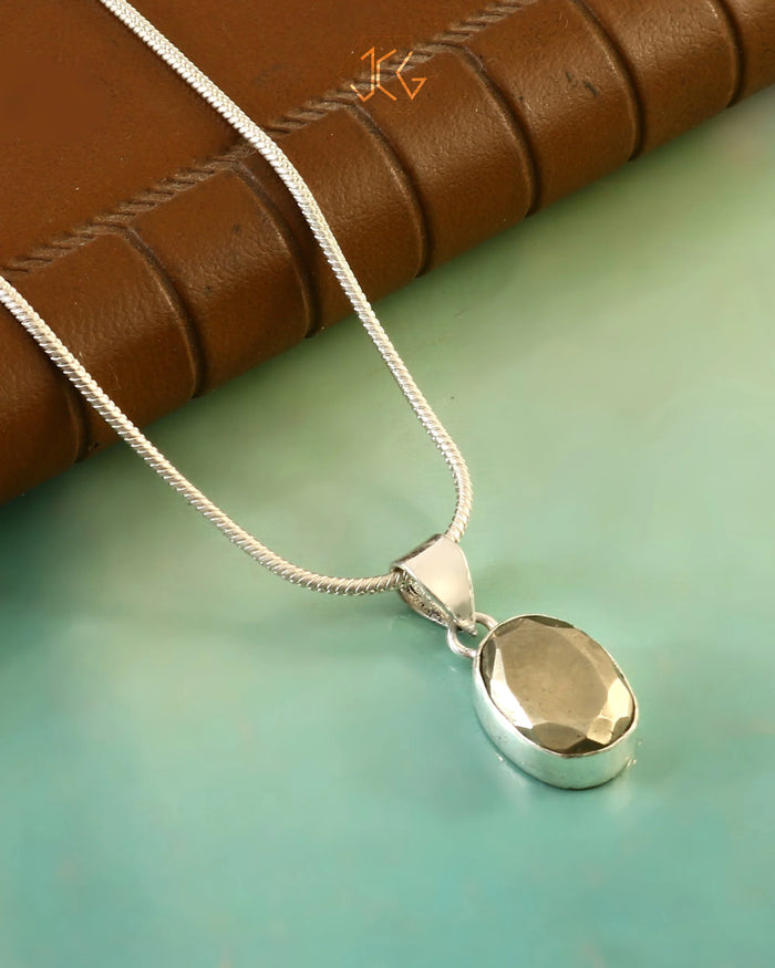 Pyrite Cut Stone Oval Shape Pendant