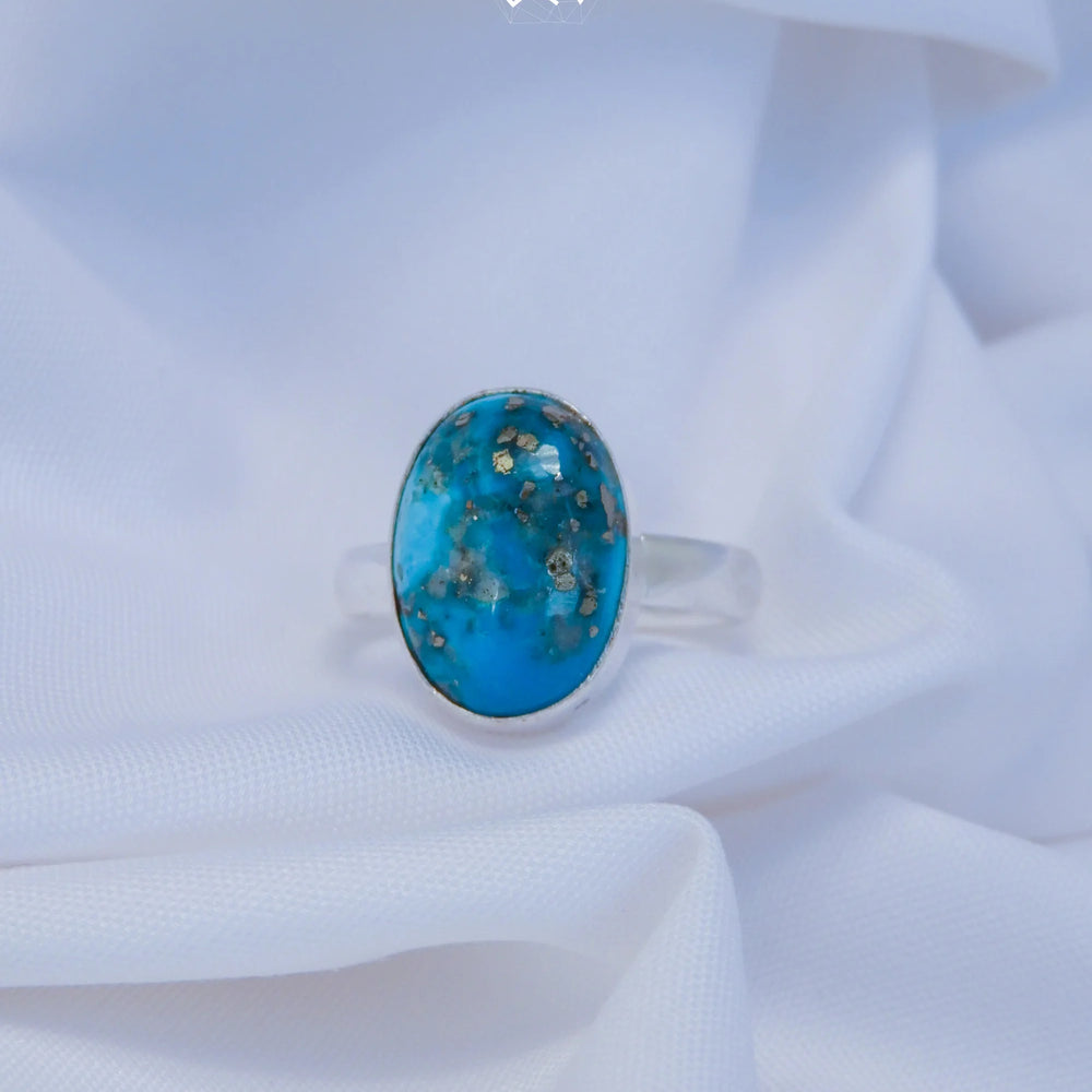 Natural Turquoise Ring Oval Shape(NISHAPURI FIROZA)