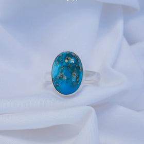 Natural Turquoise Ring Oval Shape(NISHAPURI FIROZA)