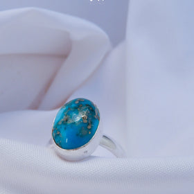 Natural Turquoise Ring Oval Shape(NISHAPURI FIROZA)