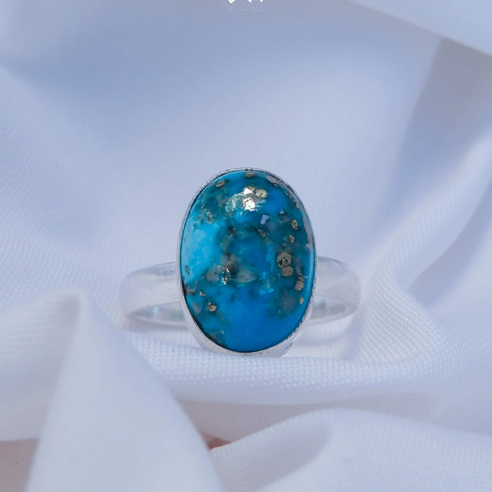 Natural Turquoise Ring Oval Shape(NISHAPURI FIROZA)