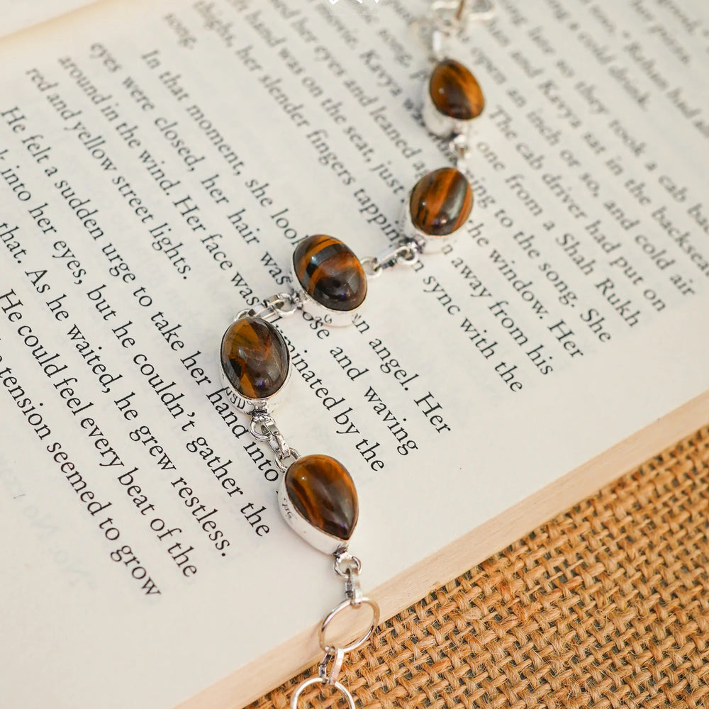 Yellow Tiger Eye Chain Bracelet - Jaipur Crystal Gems